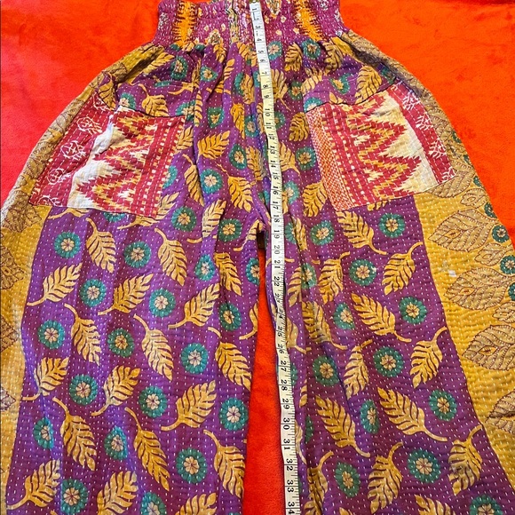 Vibrant Purple and Yellow Wide Leg Pants - Picture 6 of 12